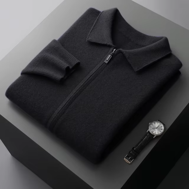 Cardigan da Uomo con Colletto Polo - Chiusura con Zip Intera