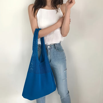 Tote Bag da Spiaggia Bohémien all'Uncinetto da Donna - Borsa a Spalla Estiva Chic