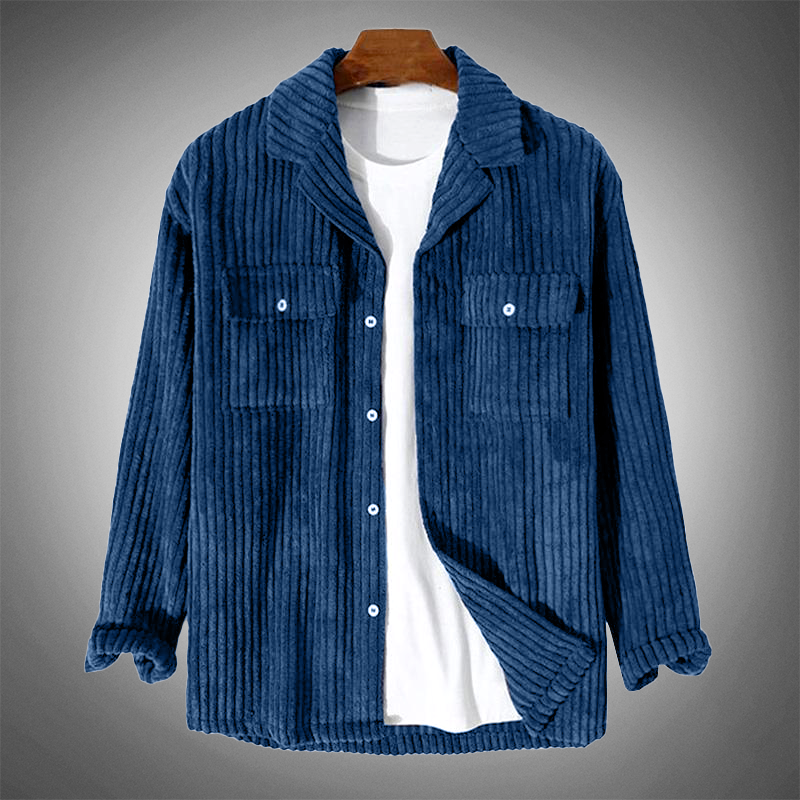 Camisa de Hombre Azul Lisa - con Cierre de Botones