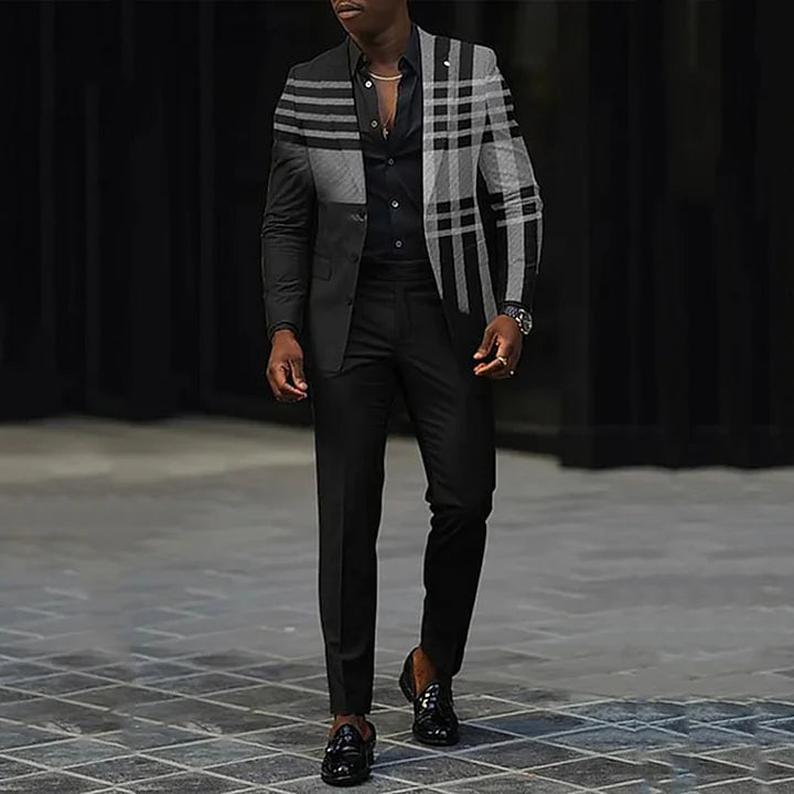 Completo Due Pezzi da Uomo - Design Ombre e Stile con Accento Scozzese