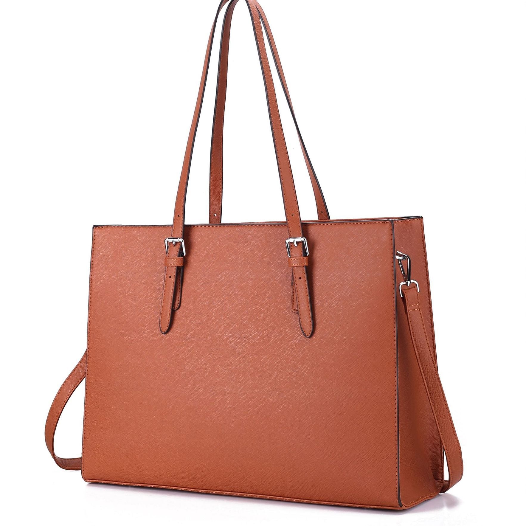 Borsa Tote Strutturata da Donna - Formato Laptop con Dettaglio Manico a Fibbia