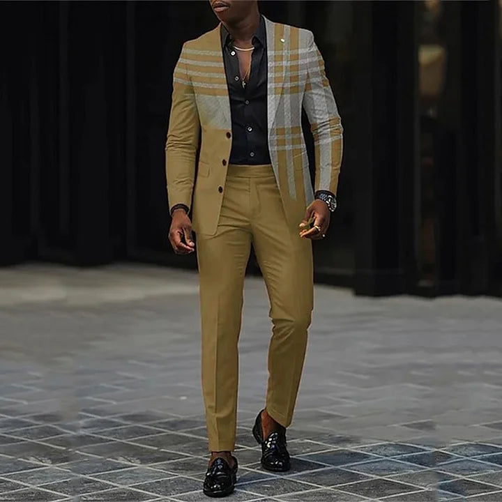 Completo Due Pezzi da Uomo - Design Ombre e Stile con Accento Scozzese