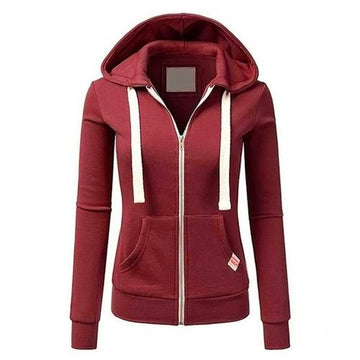 Felpa con Cappuccio da Donna con Cerniera e Vestibilità Aderente - Coulisse e Tasche