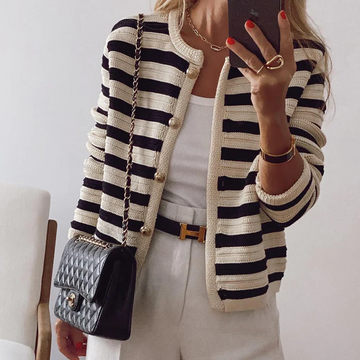 Cardigan da Donna Chic a Righe in Maglia – Look Elegante e Raffinato