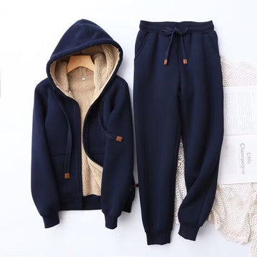 Conjunto de dos piezas para mujer - Con chaqueta con capucha y forro suave