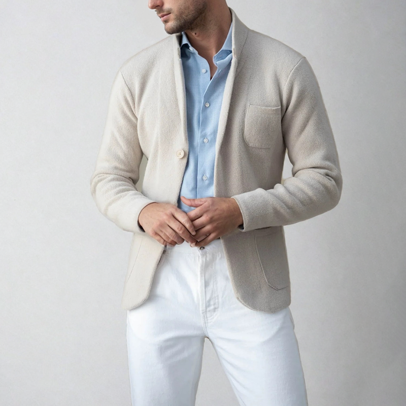 Cardigan-Blazer da Uomo in Maglia - Un Bottone e Vestibilità Rilassata