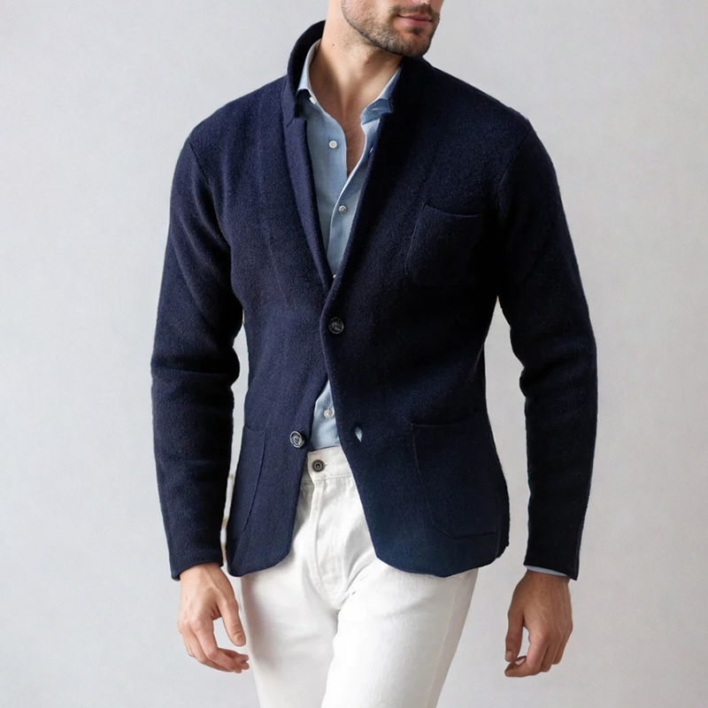 Cardigan-Blazer da Uomo in Maglia - Un Bottone e Vestibilità Rilassata