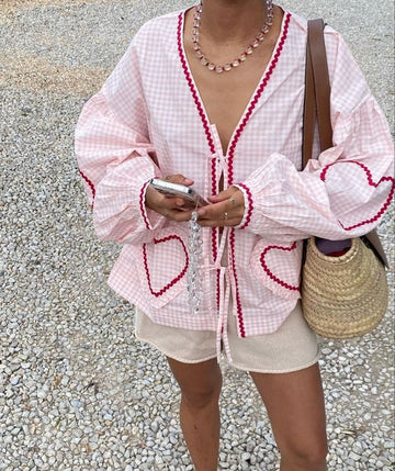 Top Rosa Con Cuori per Donna