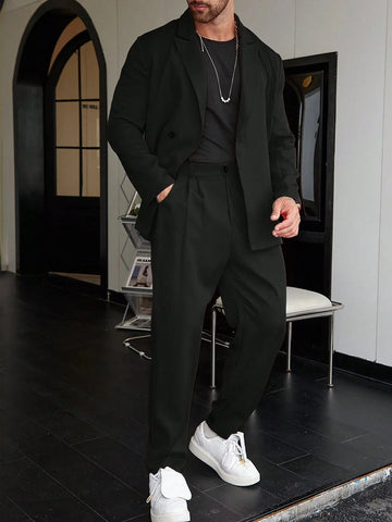 Traje de Hombre - Blazer de Un Solo Botón y Pantalones con Pliegues