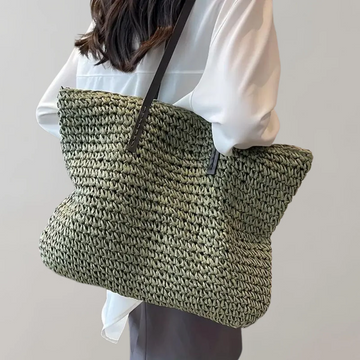 Tote Bag da Spiaggia Donna Oversize in Paglia Intrecciata - Borsa a Spalla Estiva Stile Boho