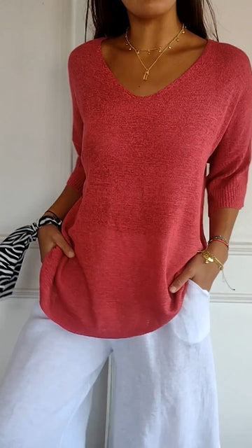 Maglia da Donna Larga e Comoda con Scollo a V