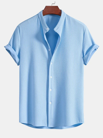 Elegante Camicia da Uomo con Collo alla Coreana