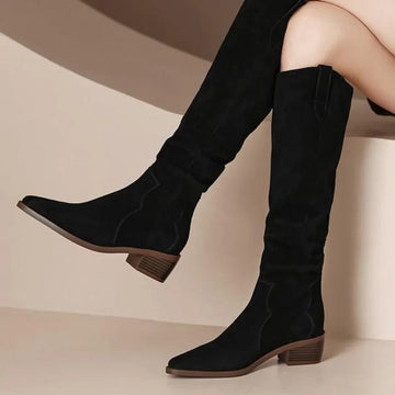Botas hasta la rodilla para mujer - estilo pull-on y tacón bajo de bloque