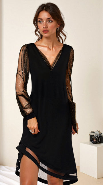 Vestito Nero dal Taglio Rilassato per Donna