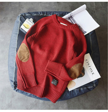 Maglione da Uomo a Girocollo in Maglia - Dettaglio Gomitiere