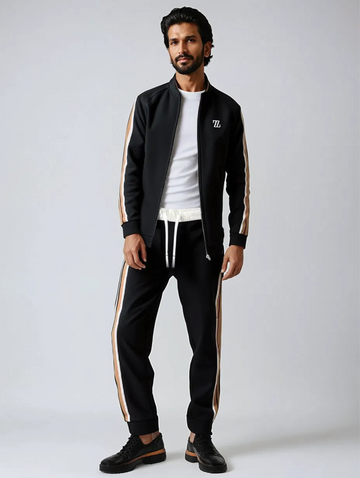 Completo da Uomo a Due Pezzi - Giacca con Cerniera e Pantaloni con Strisce Laterali